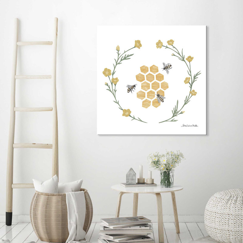 «Happy to Bee Home III», reproduction de dessin, H 36 po x l 36 po x P 1,5 po, Toile tendue