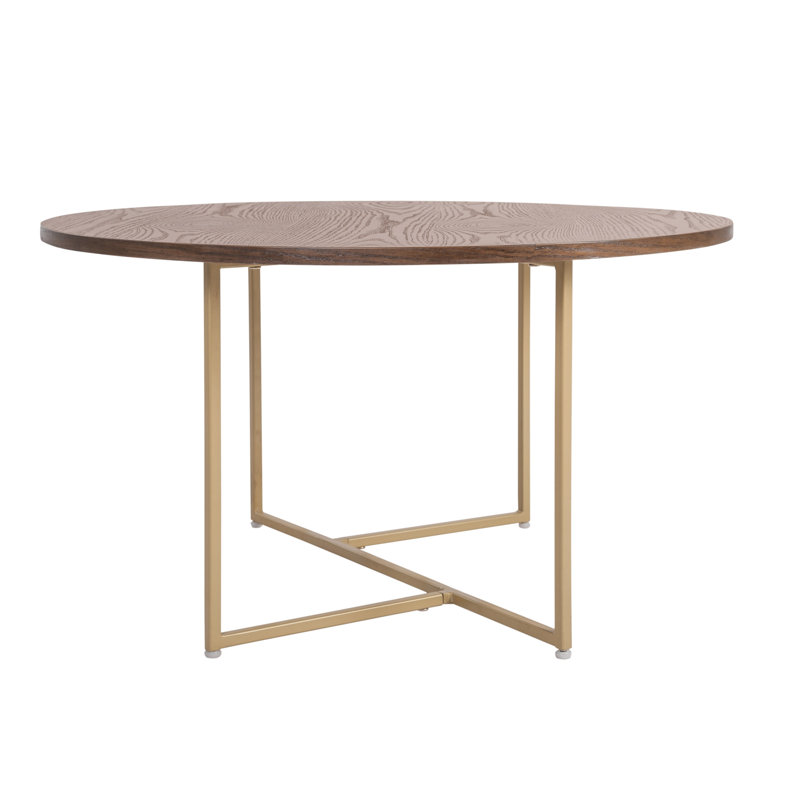 Elle Decor Ines Contemporary Design Coffee Table for Living Room with Wood Tabletop and Metal Legs, Brown