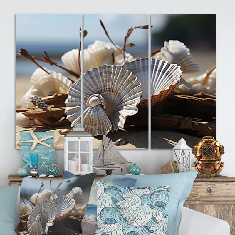 «Beach Photo Seashell Sonata II», ensemble de reproductions de toiles nautiques et de plage, H 32 po x l 48 po x P 1 po