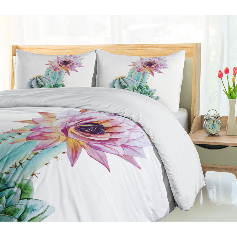 Cactus Traditional Floral Duvet Cover, King