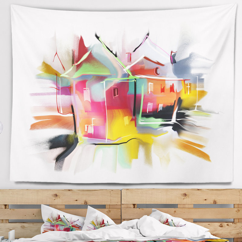 Tapisserie d'illustration de bâtiment, H 50 po x l 60 po