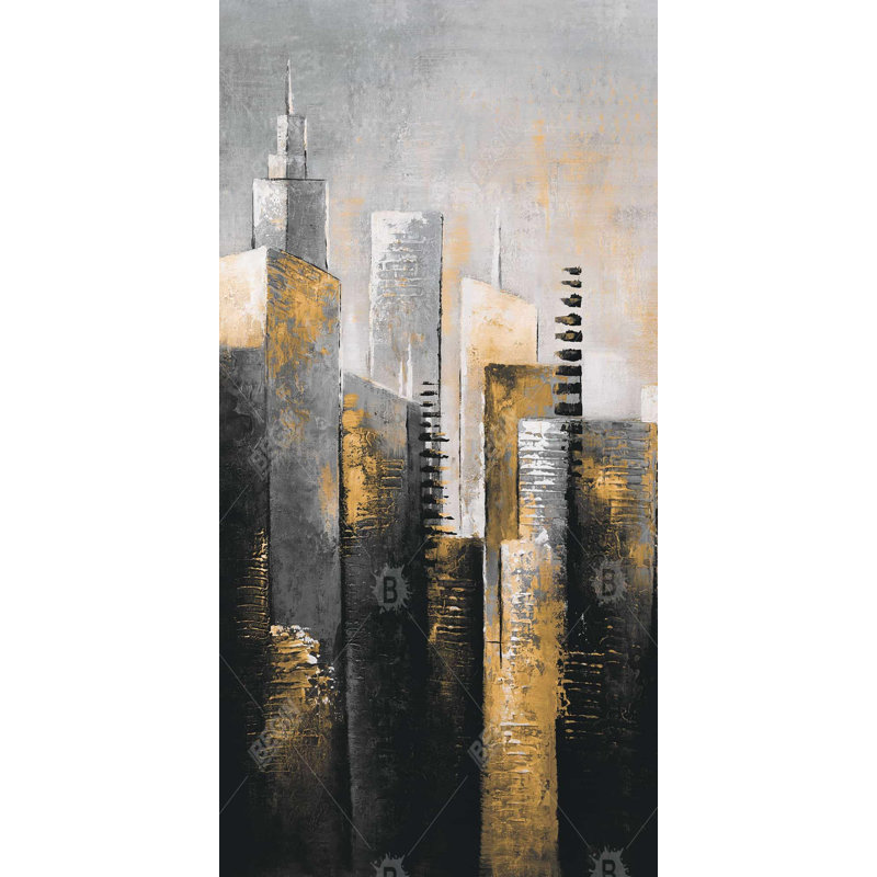 Abstract gold skyscraper - 15.75"x31.50" Desk mat