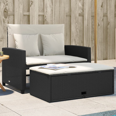 Ebern Designs Patio Sofa With Cushions 2-Seater Poly Rattan