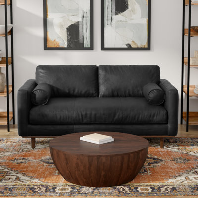Morrison Genuine Leather Sofa, Mid-Century Modern Couch for Living Room, Handcrafted with Removable Cushions