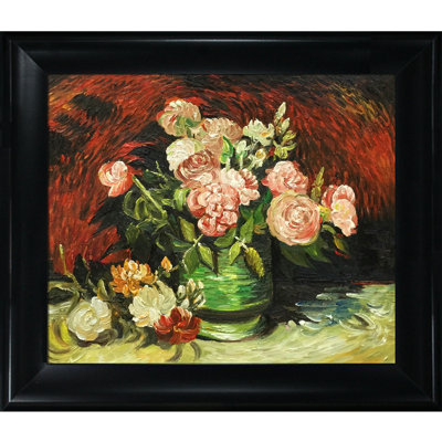 "Bol avec pivoines et roses" par Vincent Van Gogh, reproduction d'art sur toile