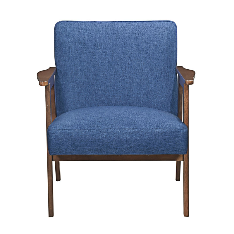 Upholstery Accent Chair, Brown Wood, Blue