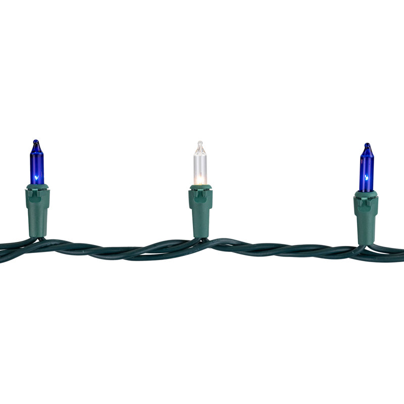 100-Count Mini Christmas Light Set 20.25ft Wire, Blue/Clear/Green