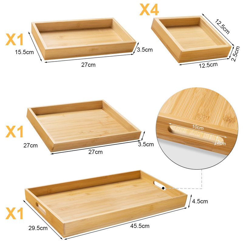Fynche Solid Wood Tray, Yellow