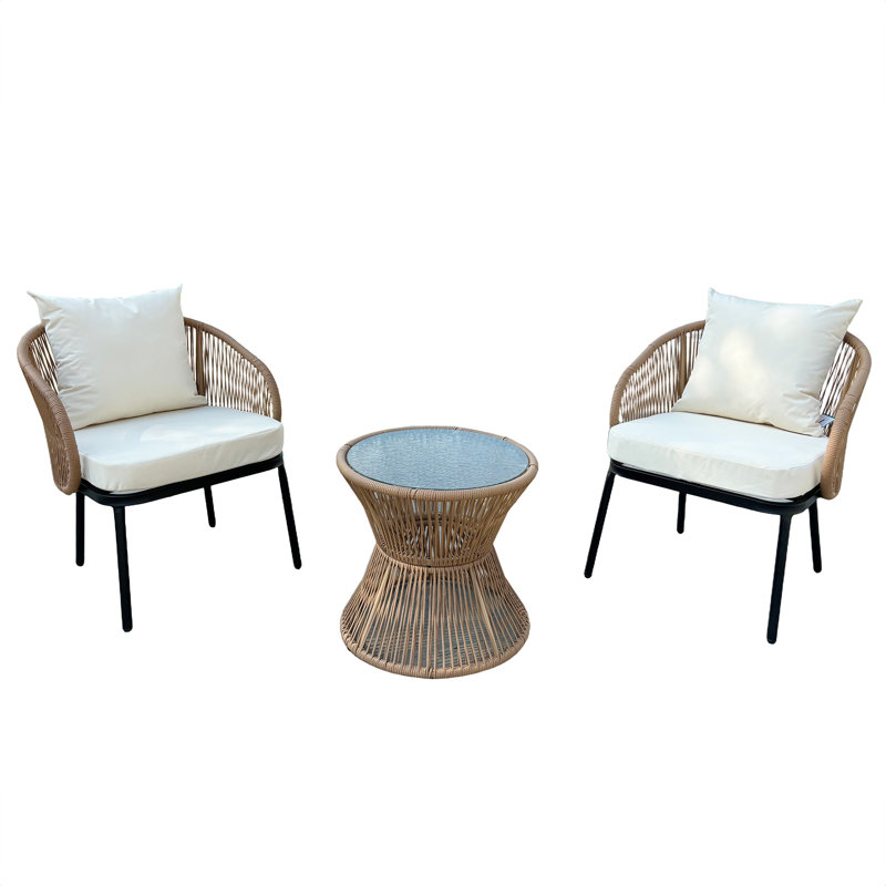 Sagone Polyethylene (PE) Wicker 2-Person With Cushions, Brown