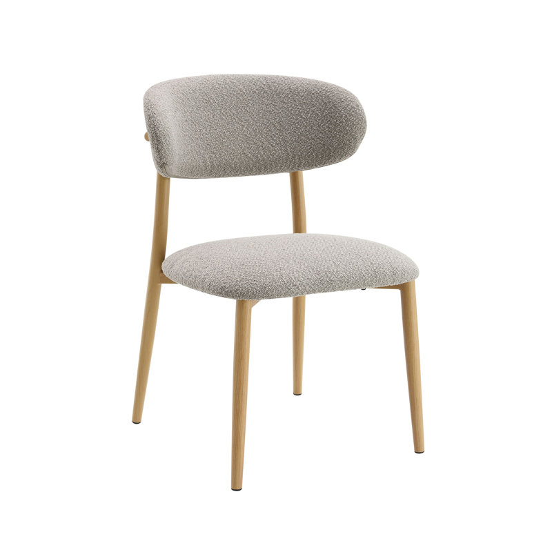 Ensemble de 2 chaises d'appoint Kacey Boucle, Gris, Naturel
