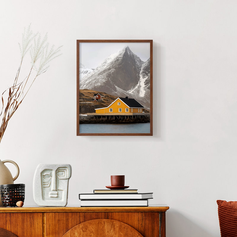 Paysages de la série XLIX - reproduction encadrée de qualité supérieure - prête à être accrochée - aucun clou requis, Noyer