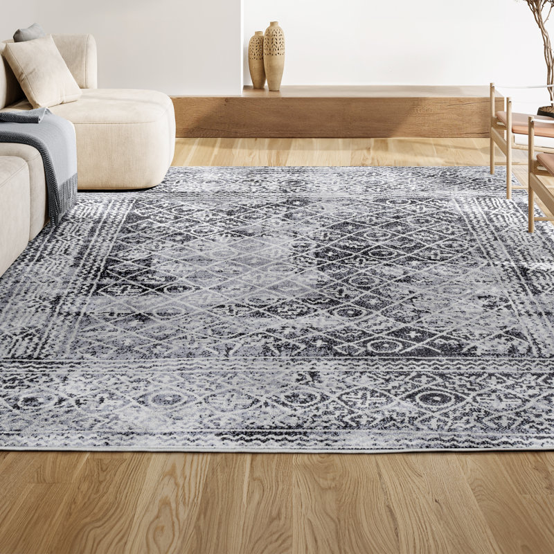 Tapis ivoire / noir Maidstein, Rectangulaire 3 pi x 5 pi