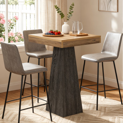 Table de bar carrée de 39,96 po de hauteur avec petite table en bois