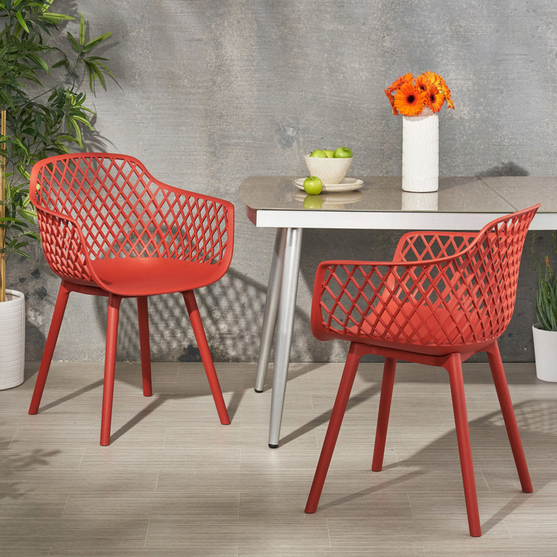 Poppy Chair Outdoor Chairs: Weather-, Stable, Red Polypropylene, 23.2 In.d X 21 In.w 32 In.h, Modern Vibe Chair: Minimalist