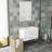 32-Inch Gloss Wall-Mounted Bathroom Vanity with Double Drawers, Ceramic Sink, and Mirror Frame-1648487648
