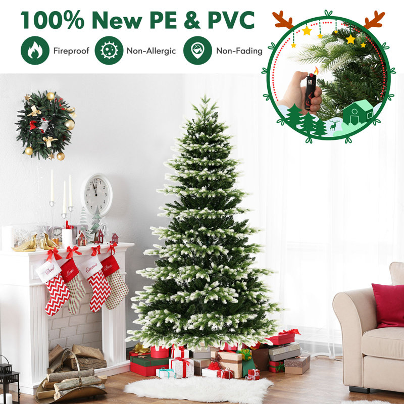 7 ft Green and White Christmas Tree with LED Lights and Remote