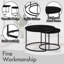 Ensemble de 2 tables basses gigognes noires de 27,6 pouces avec plateau en marbre et structure en métal robuste, table d'appoint polyvalente pour le salon, la chambre et le balcon