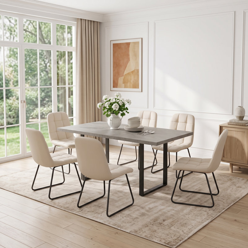 Table de salle à manger extensible avec chaises Genowefa, Blanc