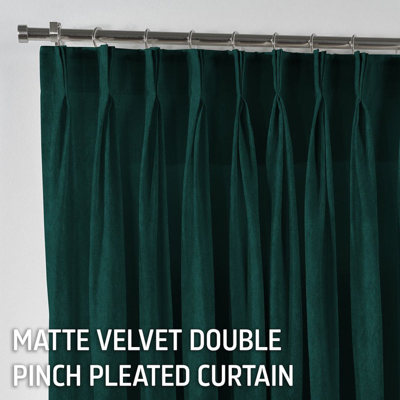 Room Darkening Single Curtain Panel, 190 W x 225 D cm, Tile Green