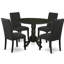 L'ensemble de table de cuisine 3 pièces comprend une table de salle à manger ronde avec Dropleaf et 2 chaises rembourrées en tissu de couleur noire, noir-1228721724-1287740566-1228721727