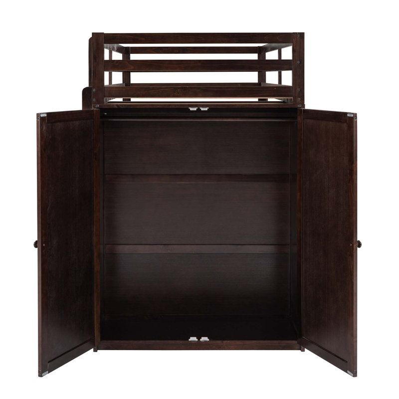 Loft Bed With Drawers,Desk,And Wardrobe, Twin, Espresso