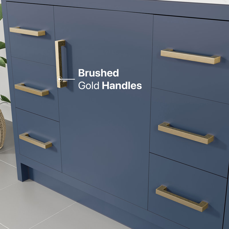 Meuble-lavabo l 42 po x P 18 po Ilsa avec comptoir en quartz de Carrare blanc et lavabo en porcelaine encastré