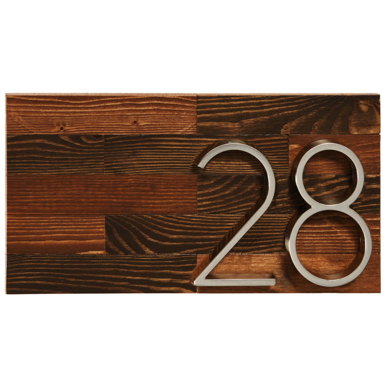 Plaque d’adresse murale sur 1 ligne en bois rustique
