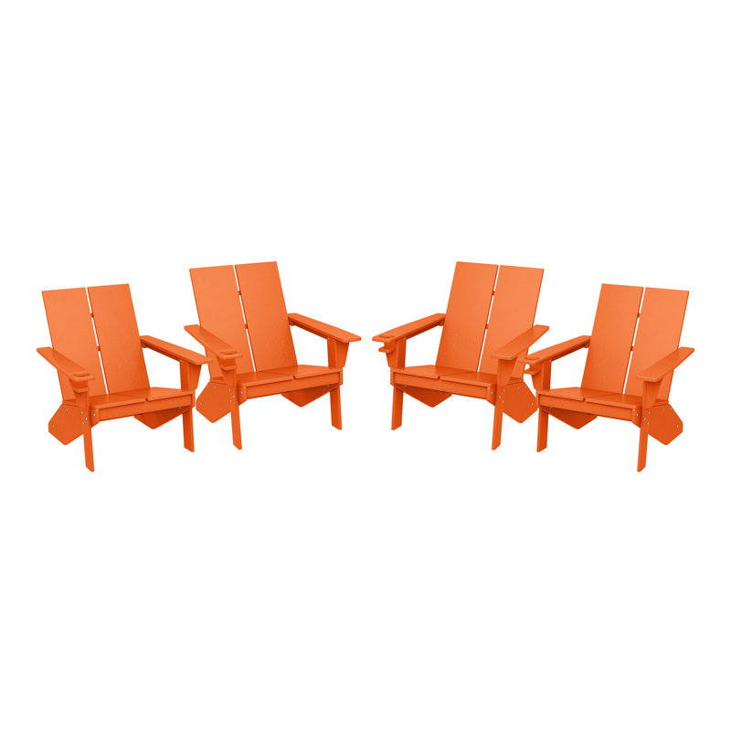 Modern Poly Adirondack Chair (Set Of 4), Black, Orange