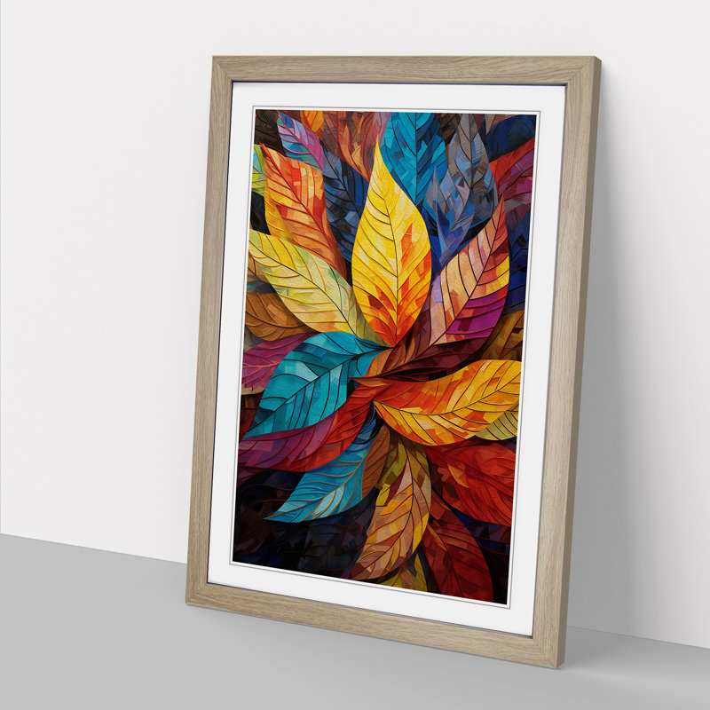 Leaf Constructivism - Framed Print, 46cm H x 34cm W x 2cm D, Oak