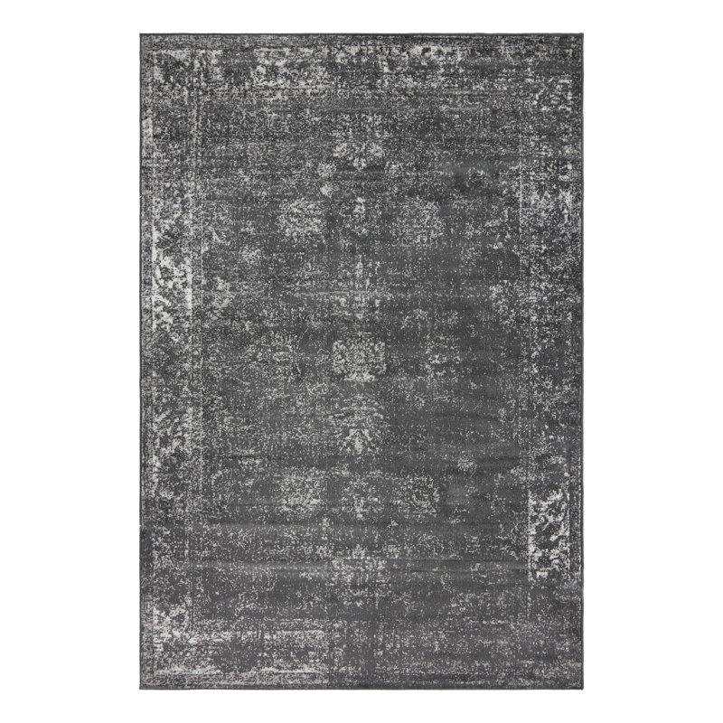 Tapis à motifs floraux Brandt, Non, Dark Grey, Rectangle 7 pi 1 po x 10 pi