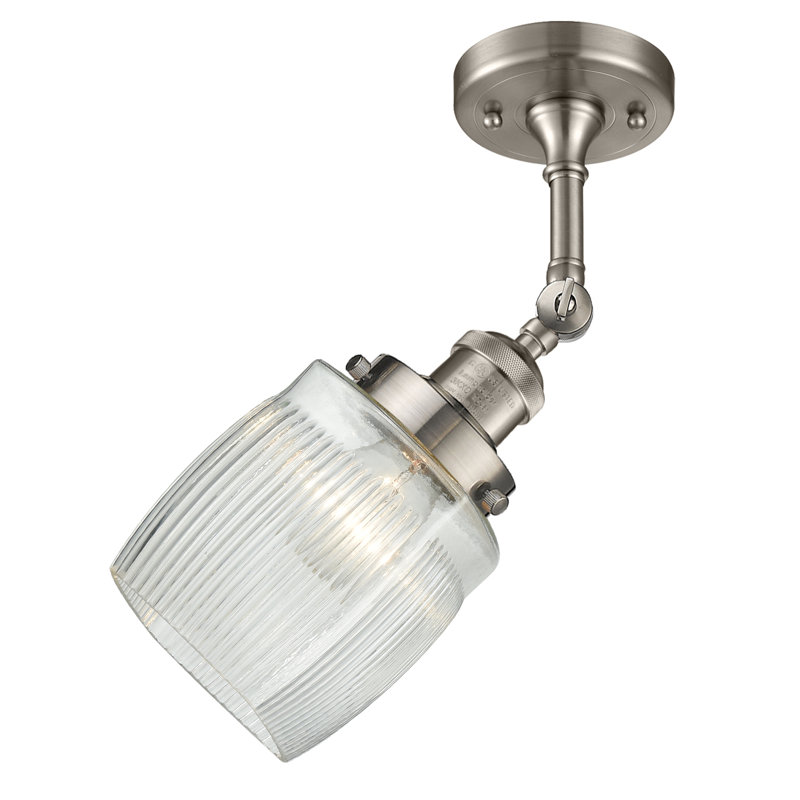 Plafonnier semi-encastré 4,5 po Saroyan, Nickel satiné brossé, Transparent, Ampoule non incluse