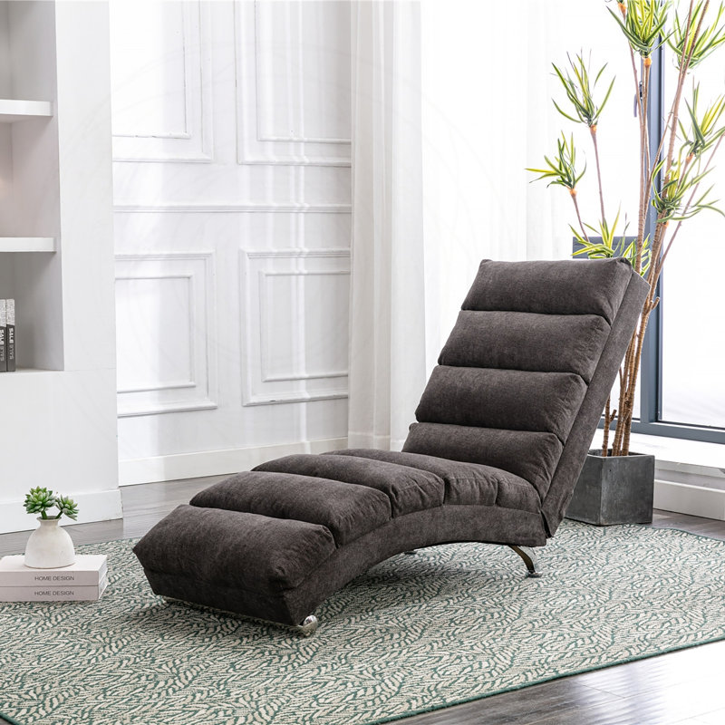 Chaise longue rembourrée avec fonction de vibration, Dark Grey Linen