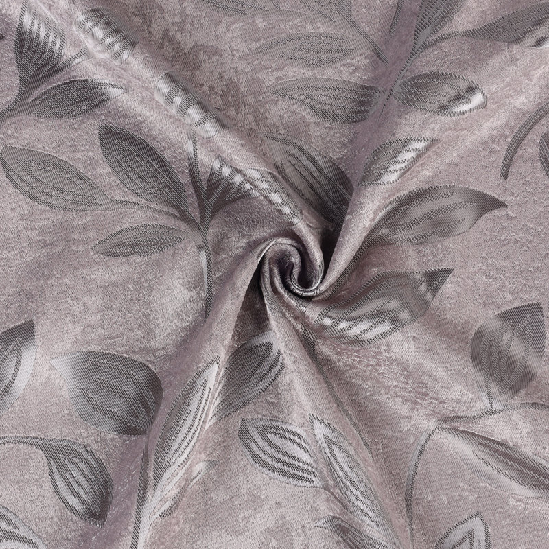 Cappuccino Brown Polyester Blackout Curtains with Leaf Design, 26" x 84"