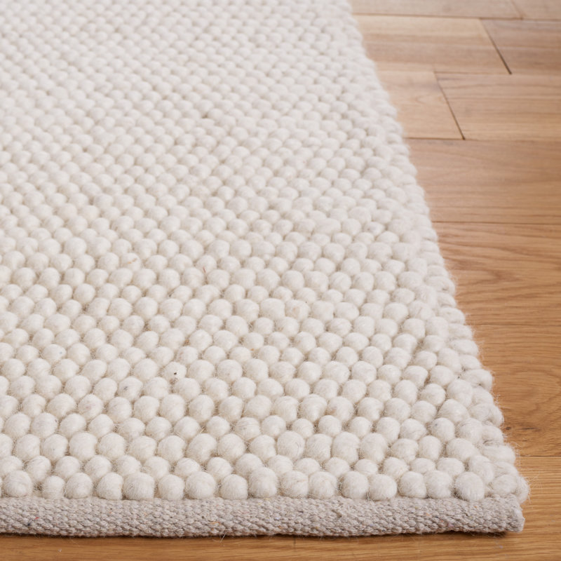 Tapis ivoire fait à la main de couleur unie Sitte, Carré 4 pi