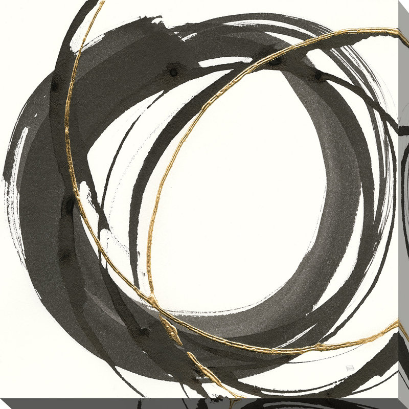 «Gilded Enso I», reproduction de peinture acrylique, H 18 po x l 18 po x P 1 po, Toile tendue