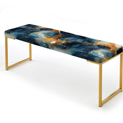 Marble Upholstered Gold Bench