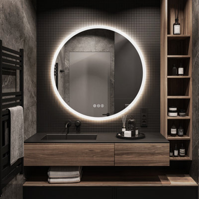 Epperly Round Lighted Wall Mounted Bathroom Mirror