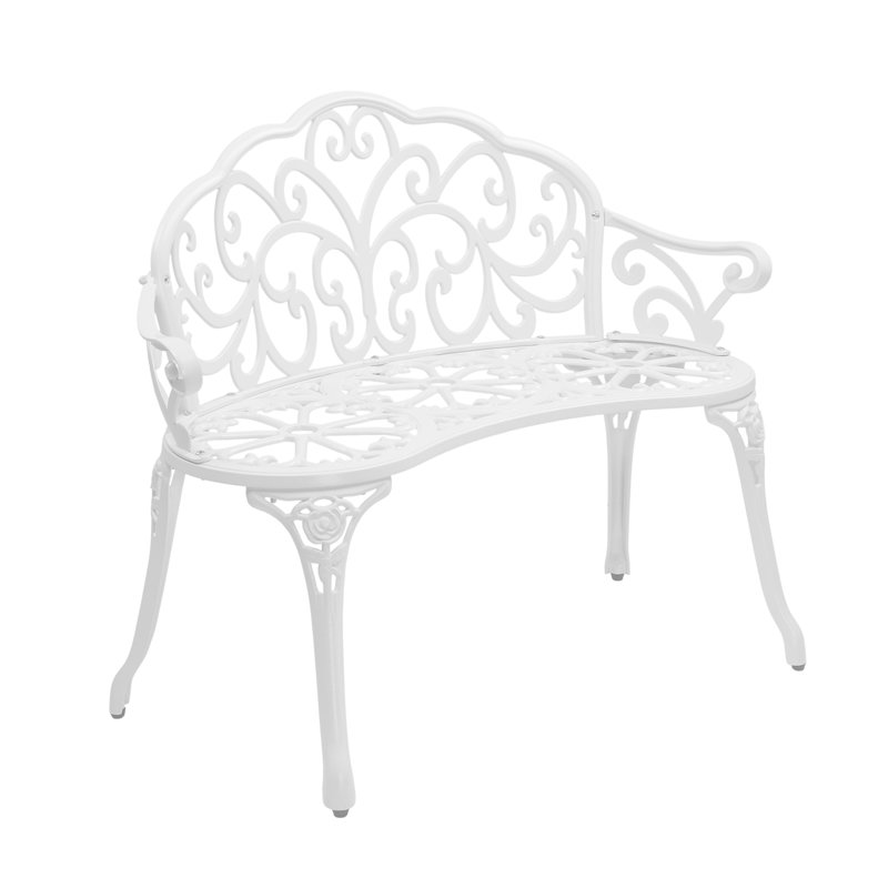 Banc de jardin en fonte d'aluminium de 38,5 pouces, Blanc
