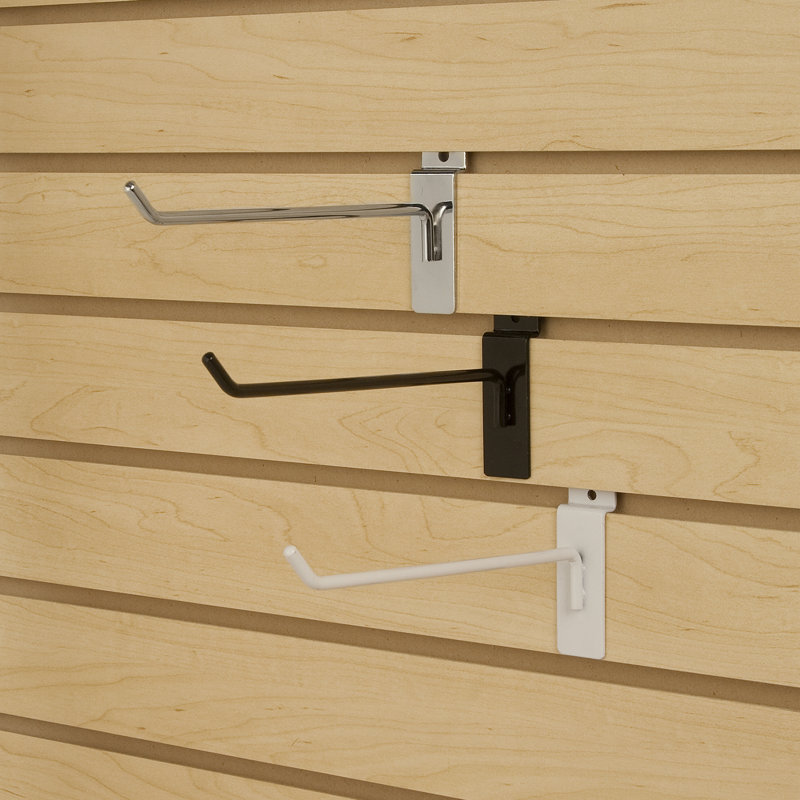 Metal Slatwall Hooks, White