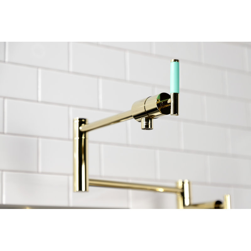 Kingston Brass Kaiser Two-Handle 1-Hole Deck Mount Pot Filler Faucet, Polished Brass