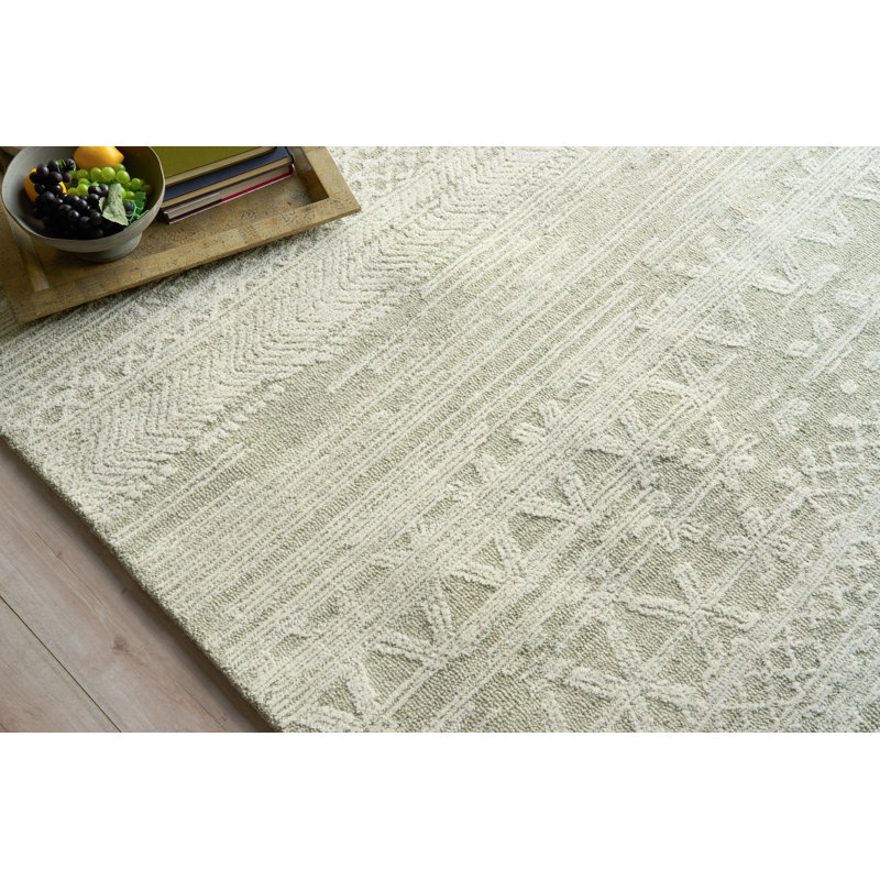Martha Hand Tufted New Zealand Wool Sage Green/Ivory Area Rug, 10'X14'