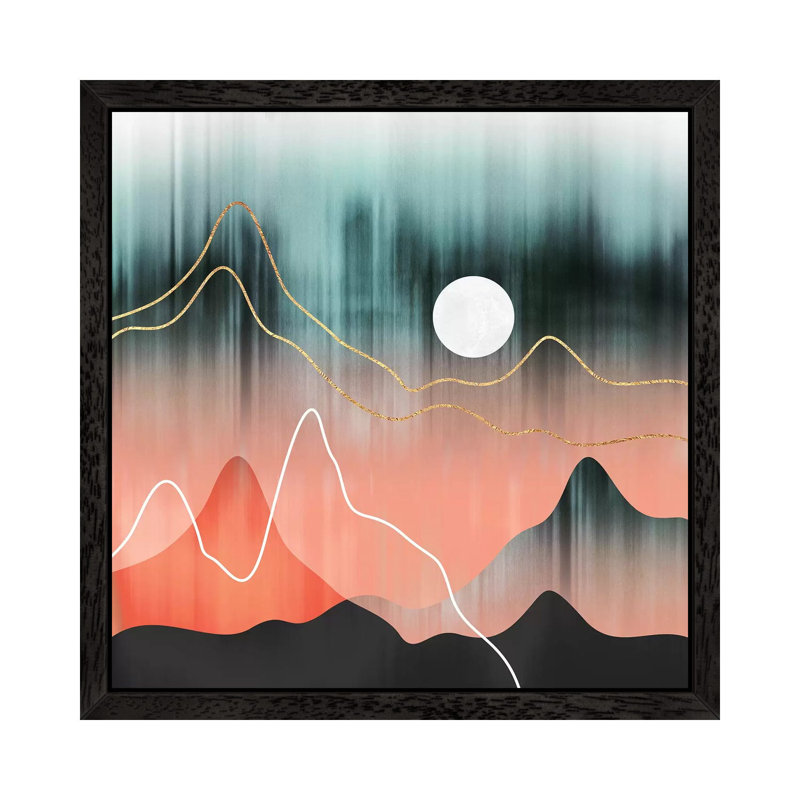Mountainscape II - Floater Frame Print on Canvas, 93.98 cm H x 93.98 cm W, Black Framed