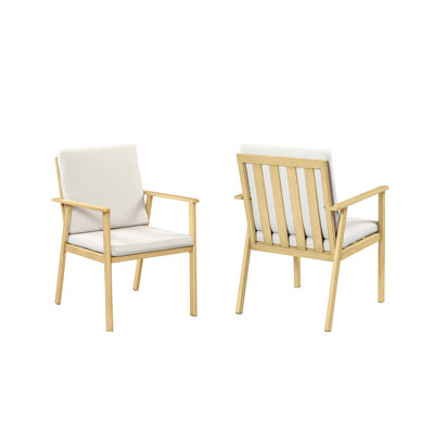 SeeHill Outdoor Patio Dining Chairs, 2 Pieces Outdoor Aluminum Dining Chairs with Thickened Cushions, Weatherproof Patio Dining Furniture Chairs Set f by Latitude Run