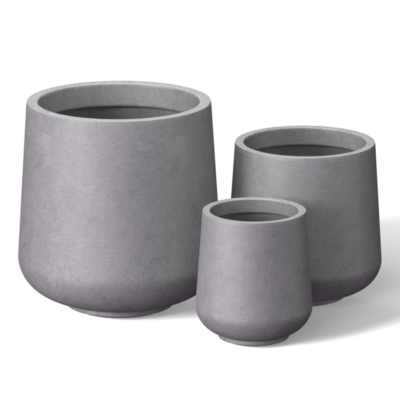 Brennus 3-Piece Cement Pot Planter Set, Medium Gray