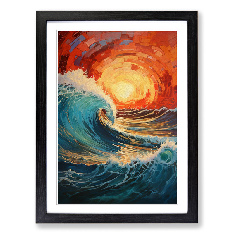 Wave Modern Expressionism - Framed Print, 34cm H x 25cm W x 2cm D, Black
