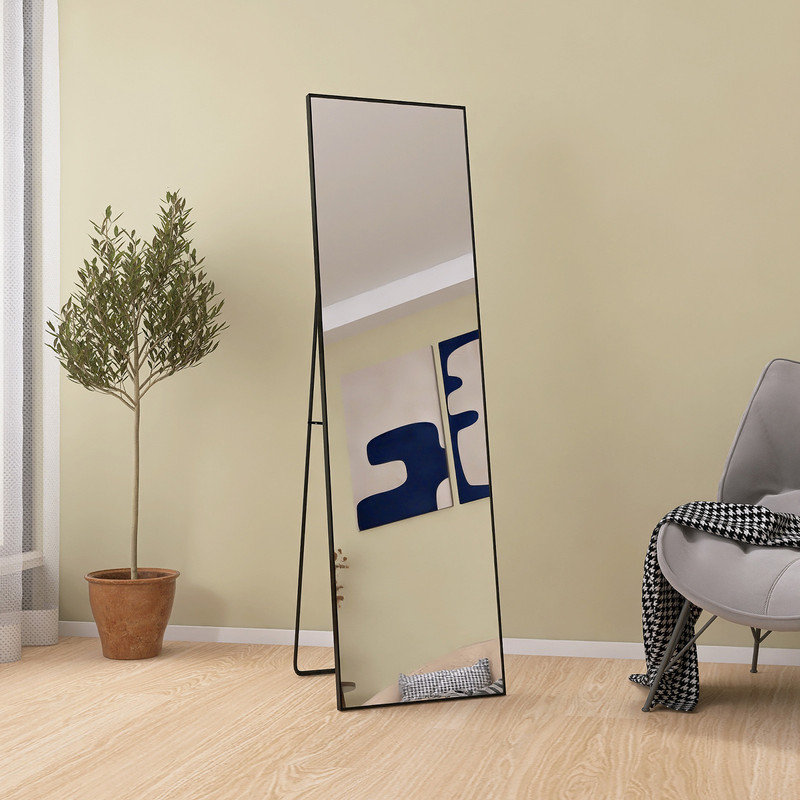 Metal Rectangle Floor Mirror, Black