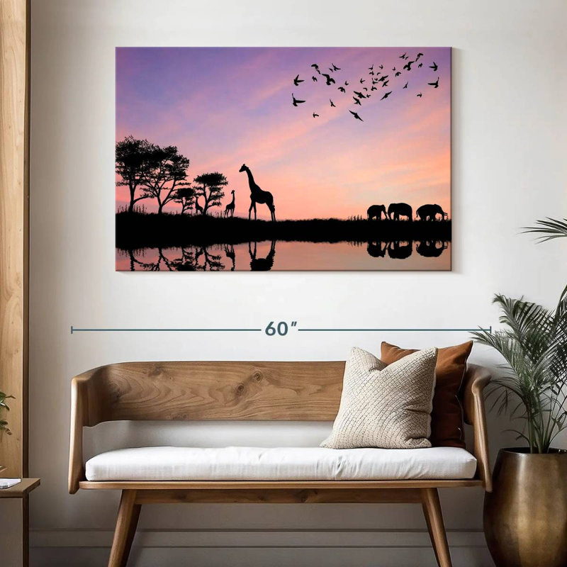 Brampt, animaux du safari africain, H 32 po x l 48 po