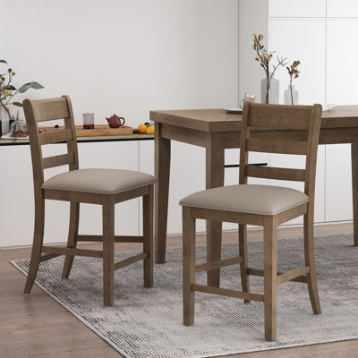 Farmhouse Upholstered Wood Counter StoolsDining Room ChairsUpholstered Dining Chairs