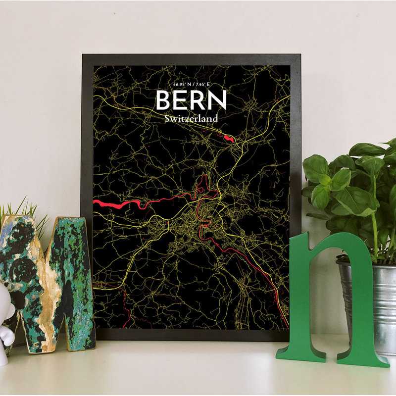 Bern City Map - No Frame Print, 50.8cm H x 40.6cm W x 0.13cm D
