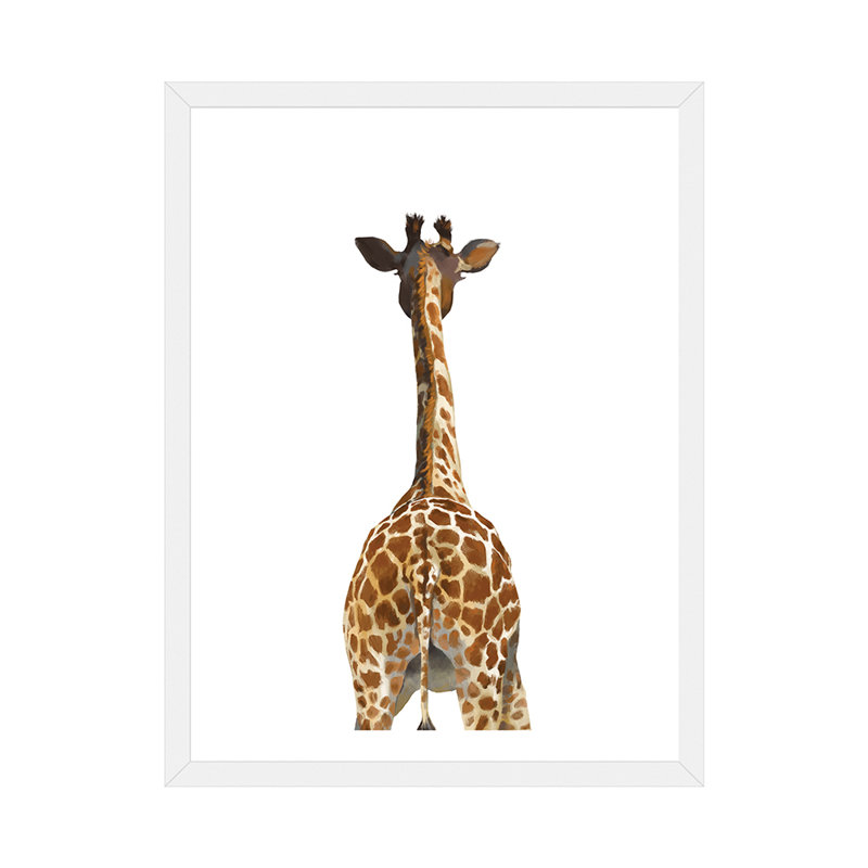 Art girafe bout à bout, H 32 po x l 24 po x P 1 po, Papier avec cadre blanc